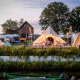 Aftenstemning ved ferielejren Happy Harbor Tent + Bathroom i Holiday Park Mölke, Nederlandene.