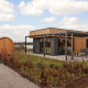 Feriebolig Amalia 6 med sauna ved Hofparken De Bergvennen, Nederlandene. Moderne trælodge, terrasse og sauna.