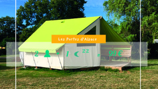 Safari-tent Slow Life stay - Ecolodge in groene omgeving, prijs per nacht voor twee personen vermeld.
