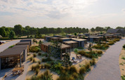 Moderne lodgehytter, Cube Exclusif ved EuroParcs De Zeeuwse Duinen, omgivet af natur i Holland.