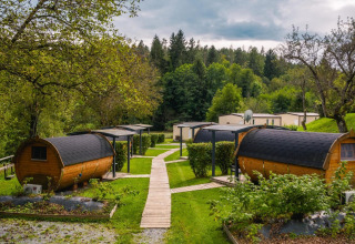 Casa diminuta Tractor cabin en Wörthersee, Austria, rodeada de vegetación, senderos y árboles verdes.