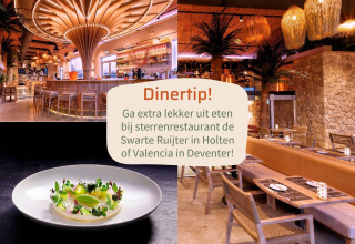 Interieur van modern restaurant met sfeervolle verlichting, gerecht en dinertip voor Holten of Deventer.