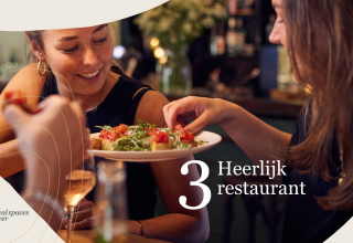 Twee vrouwen genieten van een heerlijke maaltijd en wijn in een restaurant bij Villa Hottub, Resort de Parel.
