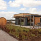 Moderne vakantieverblijf Amalia 6 met sauna bij Hofparken De Bergvennen in Nederland, ruim terras en tuin.