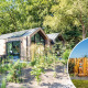 Moderne Lodge Royal Eco Sauna tiny house met buitensauna bij Résidence Lage Vuursche in Nederland.