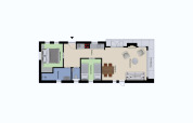 Plan de Natuurlodge Wellness avec chambres, salle de bain, cuisine, salle à manger et salon.