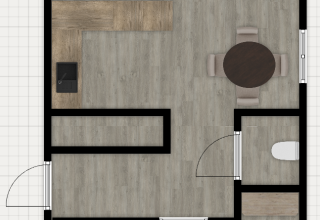 Plattegrond van Terrace Lodge met sauna en hottub op Holiday Resort 't Schuttenbelt in Nederland.