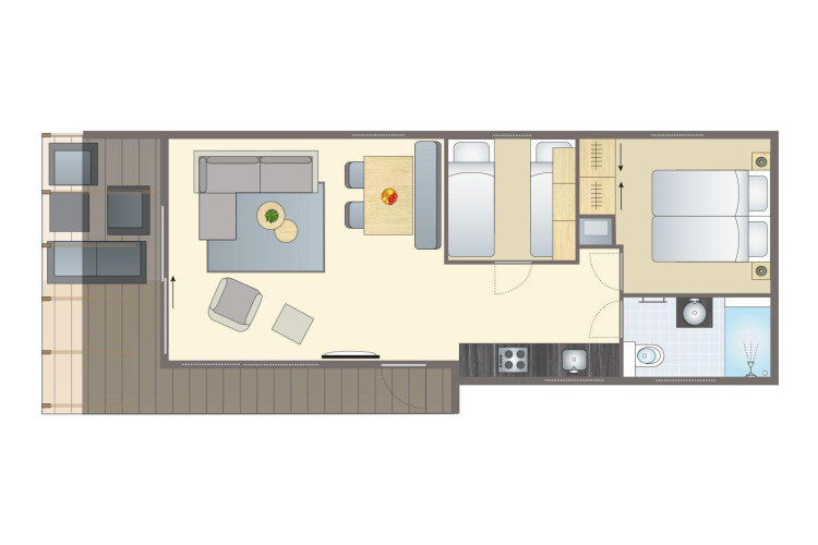 Plano de una casa pequeña Beach lodge en Island, Vakantiepark Leukermeer, Países Bajos.